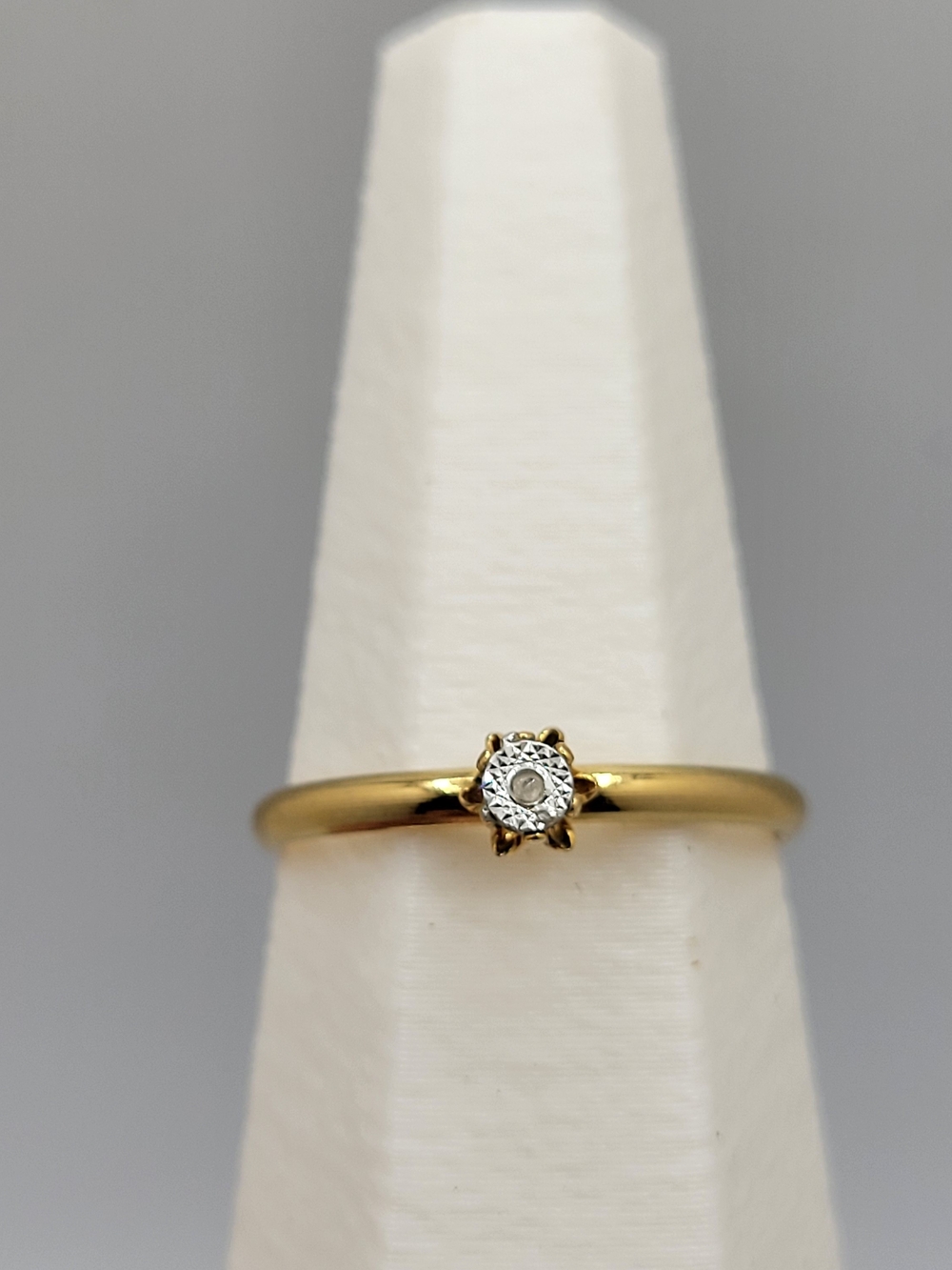Gold-Tone Solitaire CZ Ring - Women's Elegant Minimalist Band